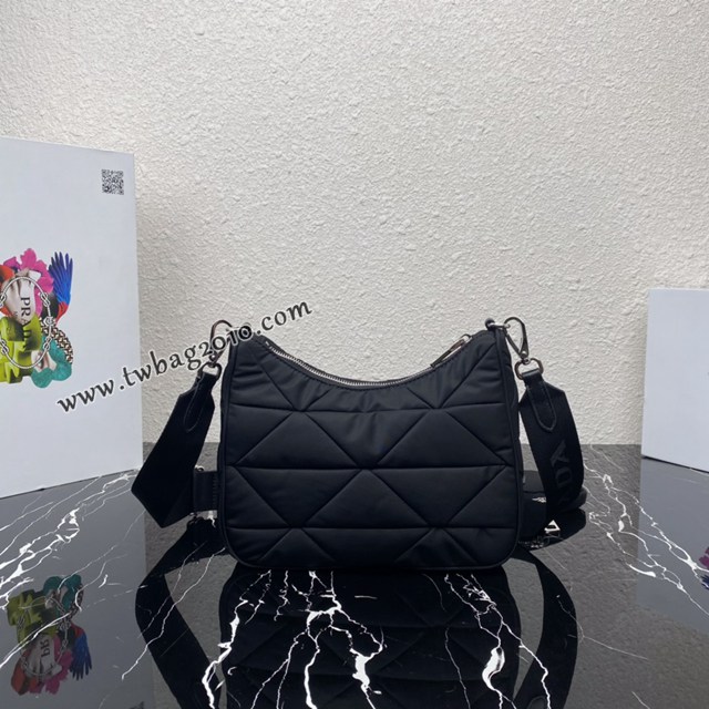 Prada專櫃新款三合一女包 1BC151 普拉達尼龍布純手工菱形拼接圖案肩背包 csp1555